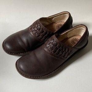 UGG Anila Leather Wool Lined Clogs Comfort Shoes US Size 9